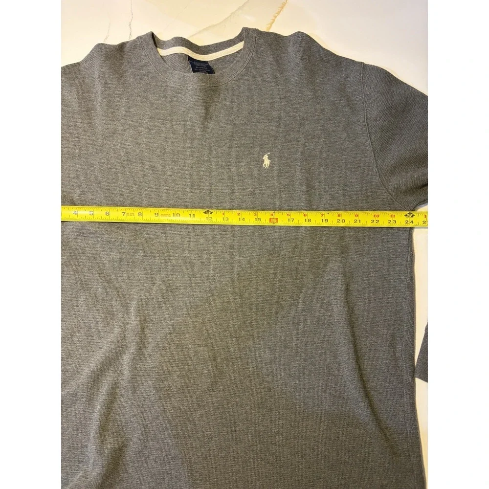 Polo Ralph Lauren Men's Gray Waffle Knit Long Sleeve Thermal Sleepwear Shirt